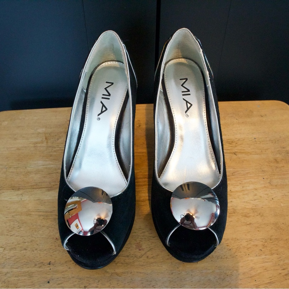 MIA Black Heels with Silver Details